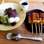 京都グルメレポート300「うめぞのCAFE＆GARELLY」みたらし団子　あんみつ　かき氷