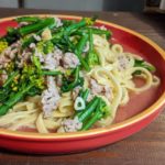 zensockskitchen〜菜の花と豚ミンチのペペロンチーノ〜