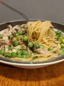 zensockskitchen〜えんどう豆と豚バラの塩昆布クリームパスタ〜