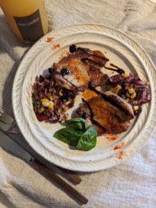 zensockskitchen〜三元豚のステーキ アメリカンチェリーサルサ添え〜